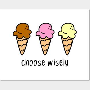 Ice Cream Summer Cute Kawaii Funny Gift Chocolate Strawberry Choose Joke Comic Posters and Art